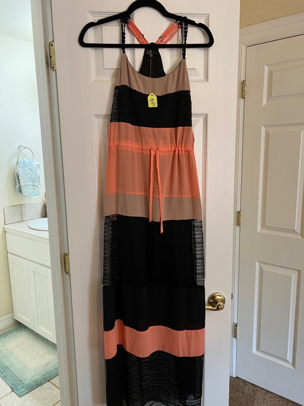 Peach and black racer back maxi